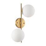 Applique murale en acier avec fini en laiton et 2 boules en cristal givr� olivia e27