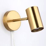 Applique murale en aluminium dor� spot orientable avec c�ble et prise e27 pour chambre salon d�tude table ...