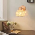 Applique murale boh�me - tokius - lampe murale en bois abat - jour tress� en corde papier - 1 x beige ...