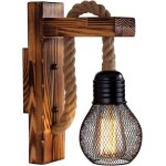 Applique murale en bois avec corde de chanvre applique murale r�tro led e27 pour salon chevet couloir ...