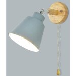 Applique murale bois e27 cendre interrupteur tirette 350� rotation libre lampe chevet r�tro moderne int�rieur ...