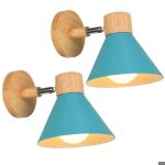 Applique murale - smotop - bois & m�tal - bleu �175 cm (2 pcs) - 2x e27 articul�e