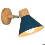 Applique murale - smotop �175cm - bois & m�tal - bleu fonc� - e27 r�glable