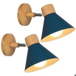 Applique murale - smotop - bois et m�tal - bleu fonc� �175 cm - 2 x e27 r�glable