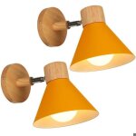 Applique murale - smotop - bois & m�tal - jaune - 2x e27 articul�e
