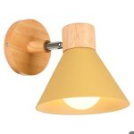 Applique murale bois int�rieur moderne jaune clair �17. 5cm 1pcs - e27 lampe murale industrielle r�glable ...