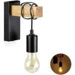 Applique murale en bois naturel avec douille suspendue e27 vintage nordique pour couloir chambre � coucher ...