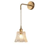 Applique murale de chevet - style r�tro �l�gant - laiton & verre led 3 couleurs dimmables - cordon suspendu ...