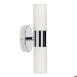 Applique murale design pour salle de bain 30 cm en m�tal et verre opale 2xe14 ip44 ?miroa?