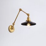 Applique murale dorée avec finition en laiton noir et bras oscillant vintage orientable e2 Applique murale dorée avec finition en laiton noir et bras oscillant vintage orientable e2