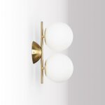 Applique murale ?ana? double boule cristal �150?mm m�tal dor� design �l�gant douille e27�2.