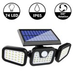 Applique murale �clairage ext�rieur solaire avec d�tecteur de mouvement projecteur ext�rieur led 74led ...