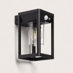 Applique murale extrieure solaire led 2w aluminium devah avec dtecteur de mouvement noir