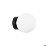 Applique murale avec globe rond en verre opale blanc et aluminium noir lunar e27 g45 pour couloir chambre ...