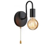 Applique murale industrielle vintage - 2 pack - noir - douille e27 - interrupteur � tirette