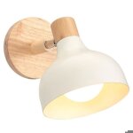 Applique murale int�rieure - r�tro �15 cm - e27 - blanc - m�tal & bois articul�e