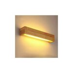 Applique murale led en bois  lumire chaude lampe murale nordique en bois  rayures lampe murale avant ...