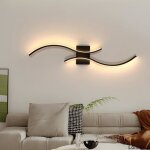 Applique murale led int�rieure 60 cm moderne lampe murale led incurv�e noir avec 2 tubes lumineux lumi�re ...