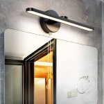 Applique murale led pour salle de bain 12 w en aluminium 40 cm avec interrupteur  tirette (noir mat) ...