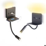 Applique murale - yyv - liseuse led 3w - port usb - design scandinave - noir