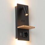 Applique murale avec liseuse port usb prise arri�re et plateau en bois.