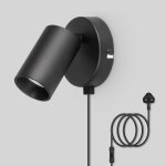 Applique murale noire avec interrupteur - cordon dalimentation rotatif � 350� - applique murale dint�rieur ...