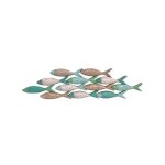 Applique murale - poissons - 81cm - bois mdf - couleur bleu vert - effet vieilli