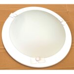 Applique murale ronde 31cm e27 acier laqu� blanc - globe verre