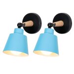 Applique murale - smotop - vintage scandinave - m�tal et bois - 2x e27 bleu clair