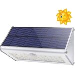 Applique murale solaire dextrieur 1100 lm 46 led 4500 mah avec coque en alliage daluminium et dtecteur ...