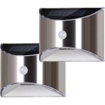 Applique murale solaire led - inox - dtecteur de mouvement - tanche - 10 heures dclairage