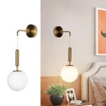 Applique murale suspendue nordique minimaliste laiton dor avec globe en verre atenas e27 18 cm