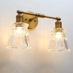 Applique murale - underscore - vintage industrielle - 2 lumi�res - abat - jour verre e27 - laiton antique ...