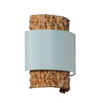 Applique murale ?v�la? abat - jour rotin et tissu vert d?eau style boh�me naturel douille e27