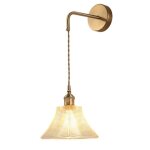 Applique murale vintage - cordon suspendu r�glable (60cm) laiton & verre - led 3 couleurs dimmables - ...