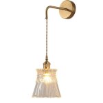 Applique murale vintage - cordon suspendu r�glable (60cm) laiton & verre - led 3 couleurs dimmables - ...