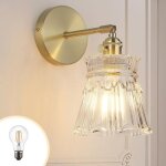 Applique murale vintage en laiton - lampe de chevet - lampe miroir de salle de bain - abat - jour en ...