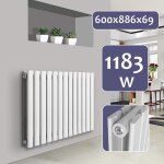 Aquamarin radiateur horizontal - panneau plat double, 600x886x69mm, acier - chauffage centrale pour ...