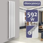 Aquamarin radiateur vertical -  panneau plat 1800x300x52 mm acier - chauffage centrale pour salon cuisine ...