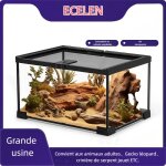 Aquarium terrarium transparent en verre - bac d?levage pour poissons - tortues - lzards - reptiles ...