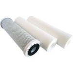 Kit de 3 cartouches pour osmoseur 2 filtrantes et 1 cartouche charbon actif Kit de 3 cartouches pour osmoseur 2 filtrantes et 1 cartouche charbon actif