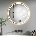 Aquawise miroir salle de bain 70?cm avec led loupe 3x antibu�e 3 couleurs gradateur tactile avec m�moire ...