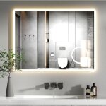 Aquawise miroir salle de bain led 80�60?cm loupe 3x �clairage temp�rature r�glable antibu�e avec gradateur ...