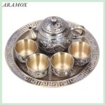 Aramox ensemble de thé vintage service à thé marocain vintage motif en relief en métal exquis théière ... Aramox ensemble de thé vintage service à thé marocain vintage motif en relief en métal exquis théière ...