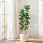 Arbre artificiel figuier 152 cm plante artificielle avec pot blanc d�cor ext�rieur int�rieur