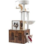 Arbre  chat 140 cm grand tour descalade  chats 2 en 1 avec meuble  bac  litire condo  plusieurs ...