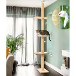Arbre chat bois sol plafond 3 �tages mural hauteur r�glable 236 - 278cm structure stable pour chats int�rieur ...