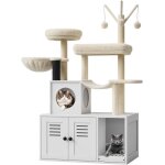 Arbre � chat avec maison de toilettestour de jeu moderne 2 - en - 1 niche pour chat de avec chache - ...