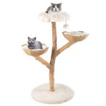Arbre � chat multi - niveaux 122 cm costway branches en bois massif perchoir 2 paniers en rotin griffoir ...
