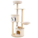 Arbre � chat multi - niveaux 152 cm bois costway griffer en sisal condo perchoir hamac jouet suspendu ...
